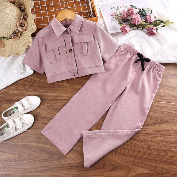 Liuliukd | Girls Corduroy Set-Pink-Kids