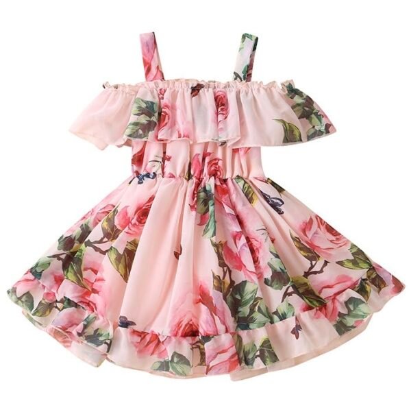 Liuliukd | Girls Flower Chiffon Dress-Kids