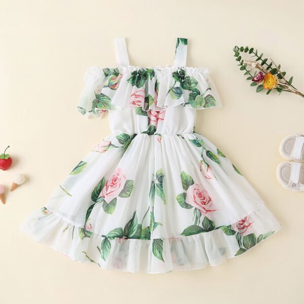 Liuliukd | Girls Flower Chiffon Dress-White-Kids