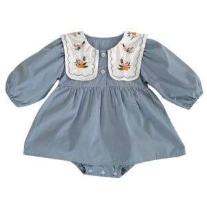 Liuliukd | Girls Flower Rmbroidery Romper-Baby