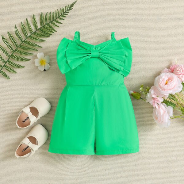 Liuliukd | Girls Green Bowknot Jumpsuits-Green-Kids