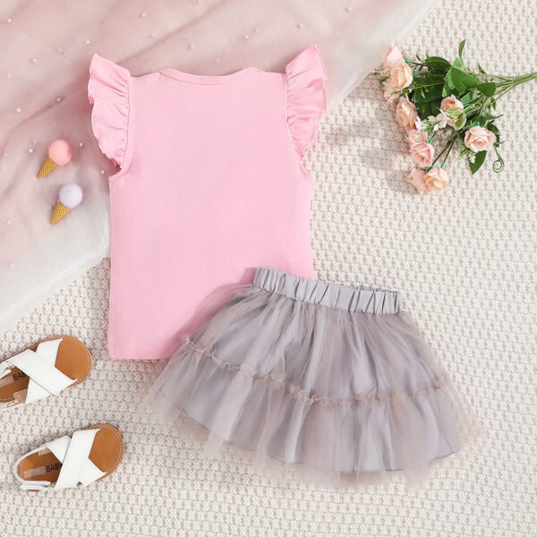 Liuliukd | Girls Ice Cream T Shirt & Mesh Skirt Set-Pink-Kids