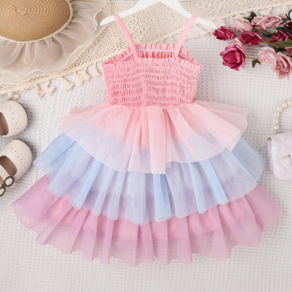 Liuliukd | Girls Rainbow Layered Dress-Pink-Kids