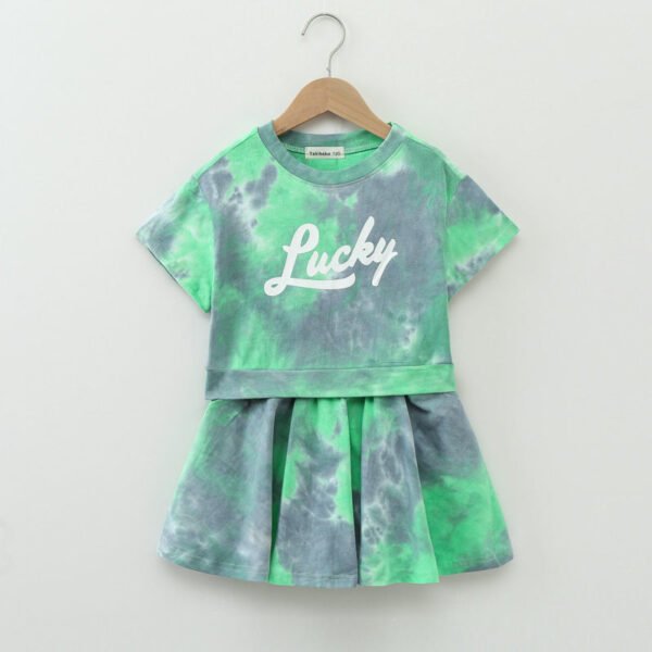 Liuliukd | Girls Tie Dye Sportswear-Green-Teenager