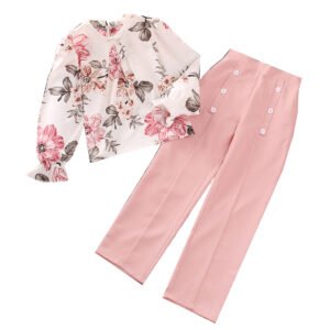 Liuliukd | Girls Flower T Shirt & Trousers Set-Teenager