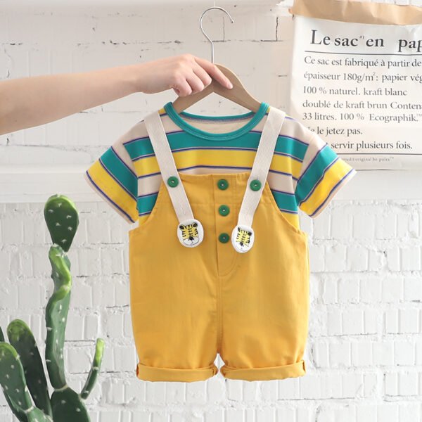 Liuliukd | Toddler Striped Overalls Set-Yellow-Kids