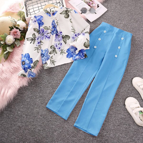 Liuliukd | Floral Children Girls Clothing-Blue-Teenager