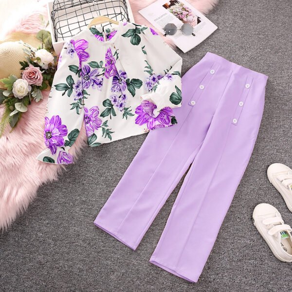 Liuliukd | Floral Children Girls Clothing-Purple-Teenager